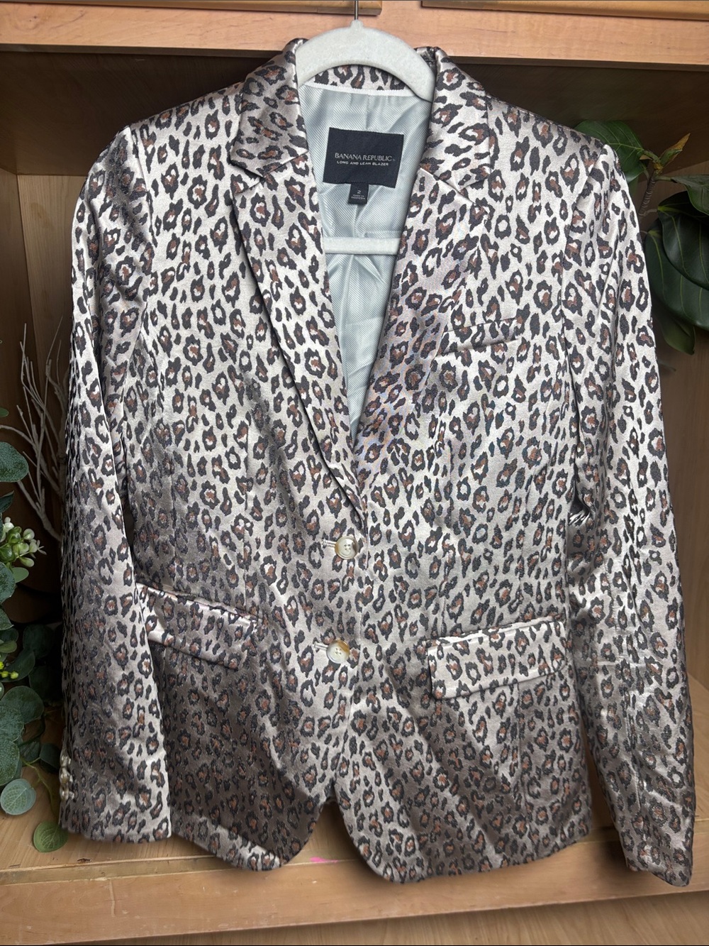 Banana Republic Metallic Leopard Jacket in Taupe, Brown & Black